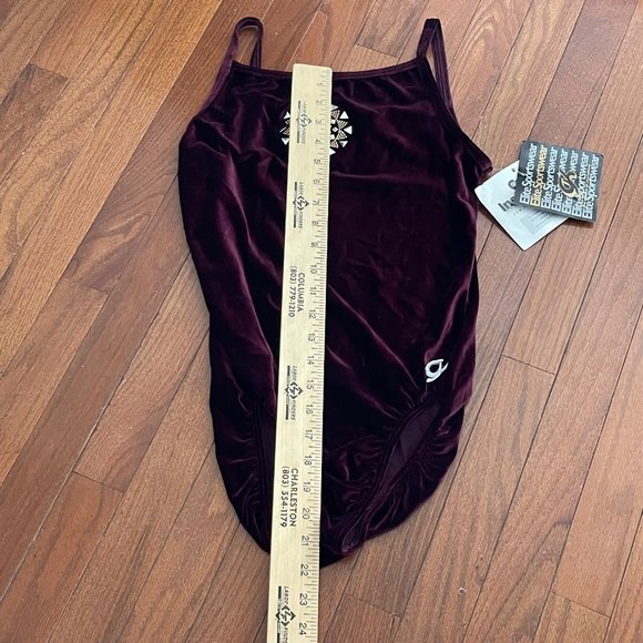 New GK Elite Sportswear Burgundy Velour Gem Dance Ballet Leotard Adult Large - Picture 8 of 15